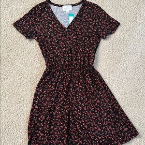 French Grey Red and Black A-Line Sundress